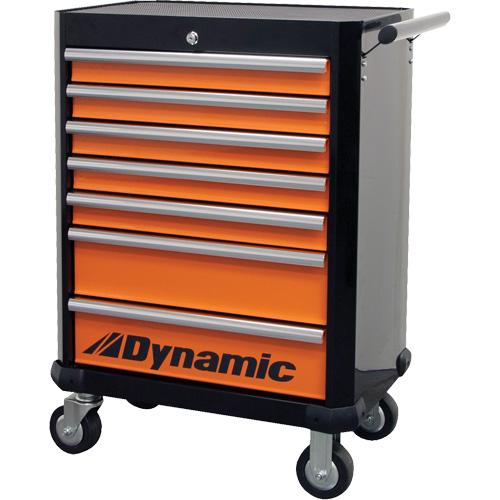 Armoire roulante, 7 tiroirs, 28" la x 18" p x 40" h, Noir/Orange Southpoint Industrial Supply