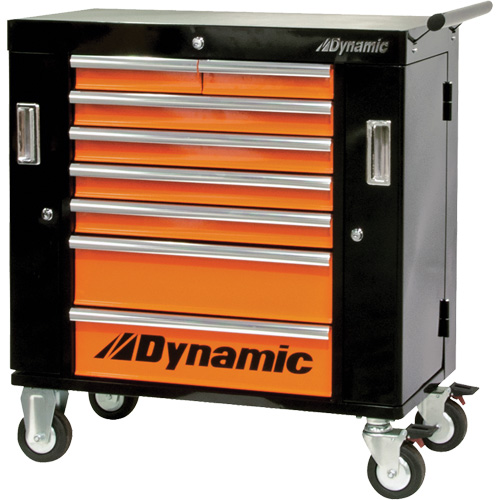 Armoire roulante, 8 tiroirs, 36" la x 18" p x 39-1/4" h, Noir/Orange Southpoint Industrial Supply