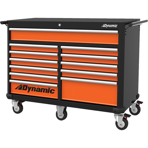 Armoire roulante, 12 tiroirs, 53" la x 24" p x 41" h, Noir/Orange Southpoint Industrial Supply