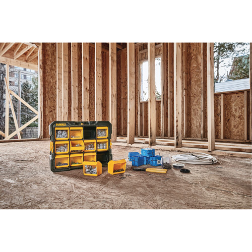 Flip-Bin Organizer, 3-7/8" W x 17-3/4" D x 13-7/8" H, Black/Yellow Southpoint Industrial Supply