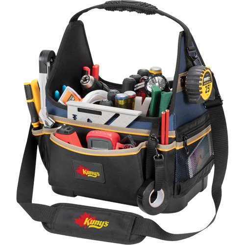 Molded Base Electrical/HVAC Tool Carrier, Ballistic Polyester, 20 Pockets, Black/Blue Southpoint Industrial Supply