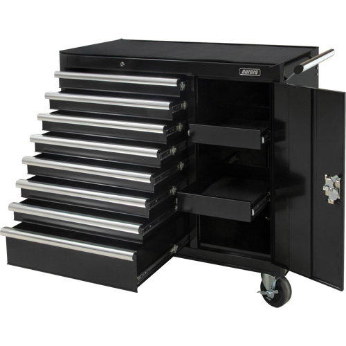Industrial Tool Cart, 8 Drawers, 44-3/10" W x 21-1/10" D x 36-7/10" H, Black Southpoint Industrial Supply