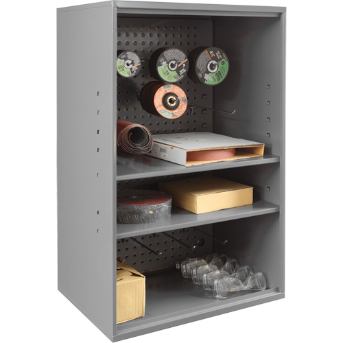 Abrasive Storage Cabinet with Pegboard, Steel, 19-7/8" x 14-1/4" x 32-3/4", Grey Southpoint Industrial Supply