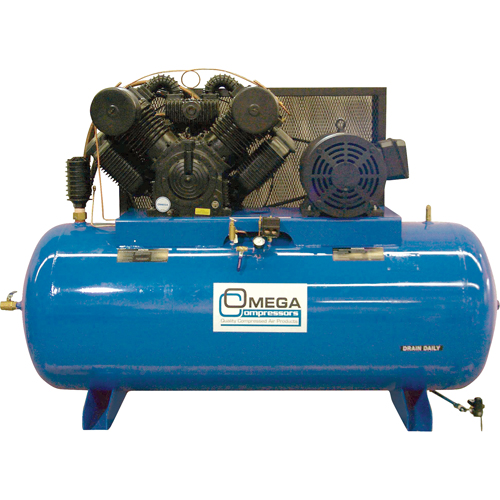 Industrial Series Air Compressors - Horizontal Compressor - Two Stages, 200 Gal. (240 US Gal) Southpoint Industrial Supply
