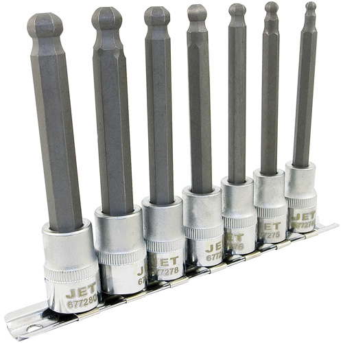 Jeu de douilles &agrave; embouts longs et sph&eacute;riques de 4" m&eacute;triques LHSW-3807, Sph&egrave;re hexagonale, Prise 3/8", 7 mr Southpoint Industrial Supply