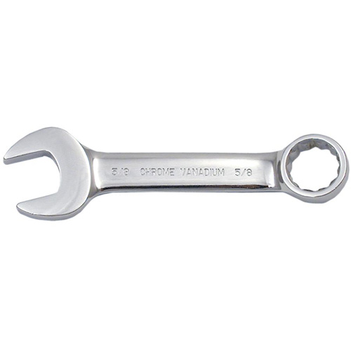 Fully Polished Stubby Combination Wrench, 12 Point, 3/8", Chrome Finish Southpoint Industrial Supply