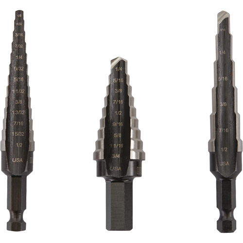 Unibit&reg; Step Drill Set, 3 Pieces, High Speed Steel Southpoint Industrial Supply