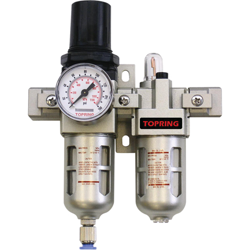 Airflo Compact Combination Units Filter/Regulator + Lubricator + Gauge, 1/4" NPT, 150 PSI Max. PSI, Modular Southpoint Industrial Supply