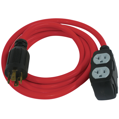Rallonge pour g&eacute;n&eacute;ratrice, SJTW, AWG 12/3, 30 A, 4 prise(s), 10' Southpoint Industrial Supply