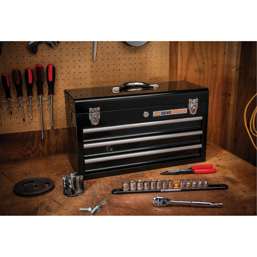 Boîte &agrave; outils portative, 20" la, 3 tiroirs, Noir Southpoint Industrial Supply