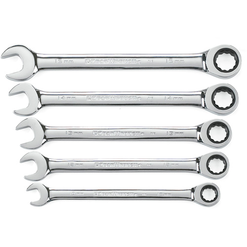 Jeu de cl&eacute;s &agrave; cliquet &agrave; 12 pans et 72 dents, Combinaison, 5 morceaux, M&eacute;trique Southpoint Industrial Supply