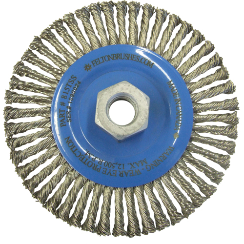 Brosses m&eacute;talliques &agrave; touret, Dia. 5-7/8", Fils 0,02", Arbre 5/8"-11, Acier inoxydable Southpoint Industrial Supply