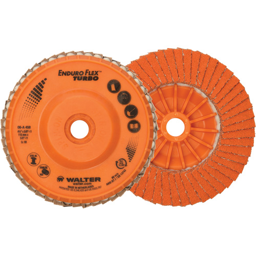 Disque &agrave; lamelles Enduro-Flex Turbo, 4-1/2" x 5/8"-11, Type 27S, Grain 80, C&eacute;ramique Southpoint Industrial Supply