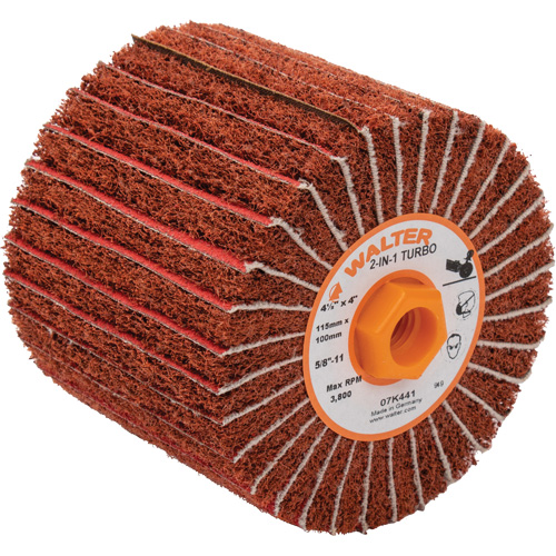 Two-In-One Turbo Drums, 4-1/2" Dia. x 4" W, 5/8"-11 Arbor, 60 Grit Southpoint Industrial Supply
