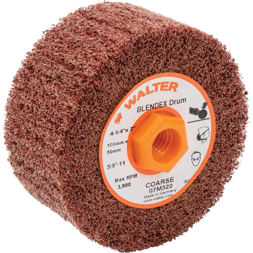 ALLSTEEL Blendex Surface Conditioning Drum, 4-1/4" Dia. x 2" W, 5/8"-11 Arbor, Coarse Grit Southpoint Industrial Supply