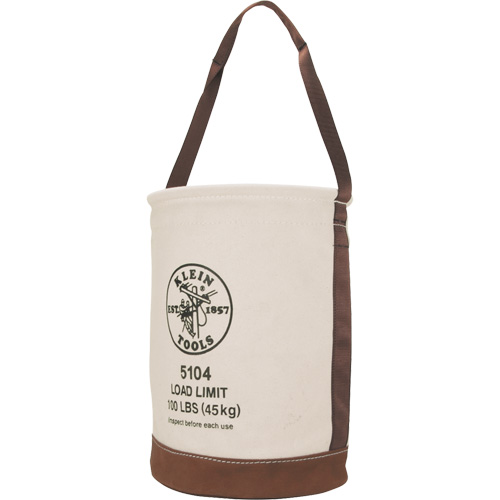 Bucket with Leather Bottom, 17" H, Canvas, Beige Southpoint Industrial Supply