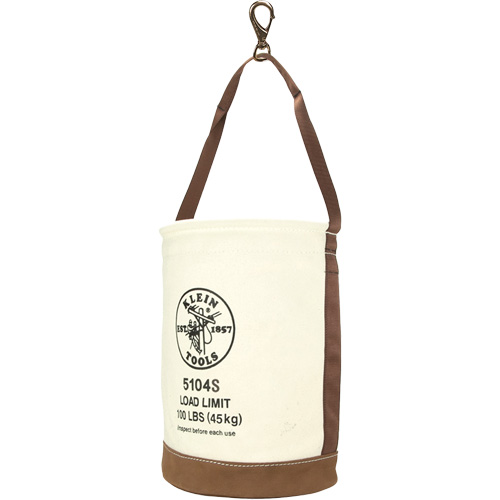Leather-Bottom Bucket, 17" H, Canvas, White Southpoint Industrial Supply