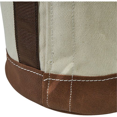 Leather-Bottom Bucket, 17" H, Canvas, White Southpoint Industrial Supply