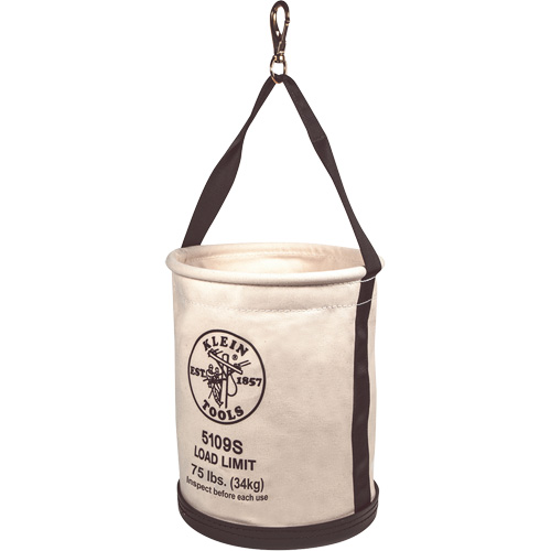Canvas Bucket, Straight Wall with Swivel Snap and Drain Holes, Canvas, 12" Dia. x 15" H, 75 lbs. Load Rating Southpoint Industrial Supply