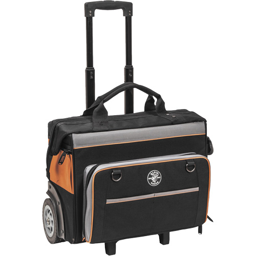 Tradesman Pro Rolling Tool Bag, Ballistic Polyester, 24 Pockets, Black/Orange Southpoint Industrial Supply