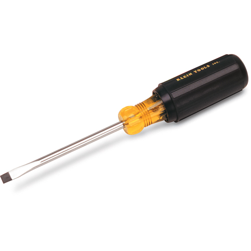 Slot Cabinet Tip Screwdriver, 1/4" Tip, Round, 8-11/32" L, Cushion Grip Handle Southpoint Industrial Supply