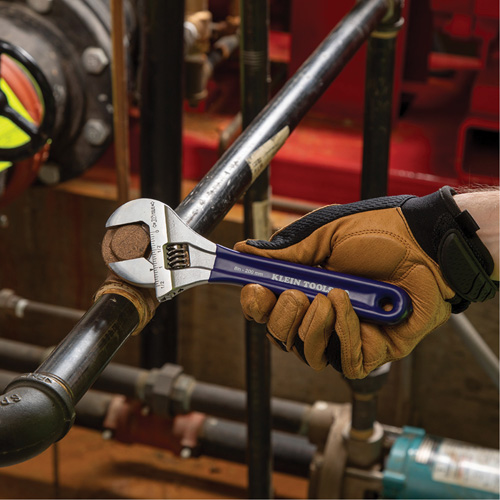 Extra-Wide Jaw Adjustable Wrench, 8" L, 1-1/2" Max Width, Plain Southpoint Industrial Supply