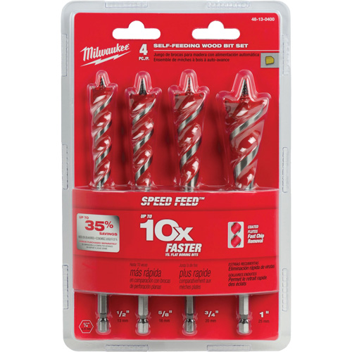 Speed Feed Wood Drill Bit Set, 4 Pieces, Steel Southpoint Industrial Supply