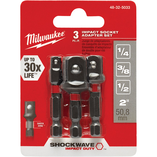 Jeu d'adaptateur de douilles &agrave; chocs Shockwave, 1/4" Prise, Sph&eacute;rique, 1-7/8" lo Southpoint Industrial Supply