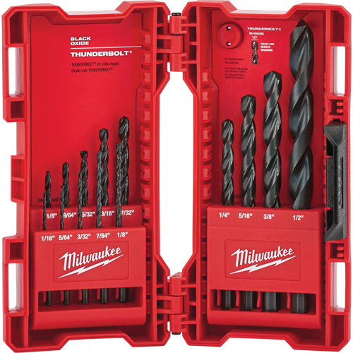 Jeu de forets &eacute;tag&eacute;s Thunderbolt, 14 morceaux, Acier Southpoint Industrial Supply