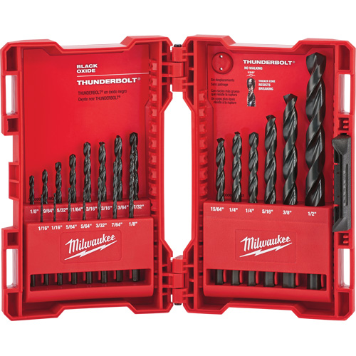 Jeu de forets courts Thunderbolt, 21 morceaux, Acier alli&eacute; Southpoint Industrial Supply