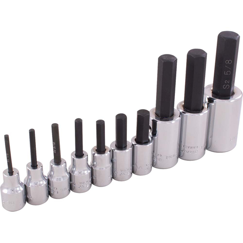 Hex Head Socket Set, Hex, 1/2"/3/8" Drive, 10 Pcs Southpoint Industrial Supply
