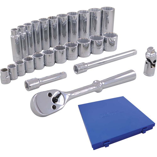 Metric Socket & Attachments Set, 26 Pcs, 3/8" Drive Size, Deep Southpoint Industrial Supply