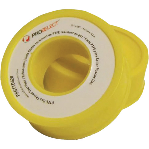 Gas & Oil PTFE Pipe Thread Tape, 12.7 mm (1/2") x 6.6 m (21.67'), Yellow Southpoint Industrial Supply