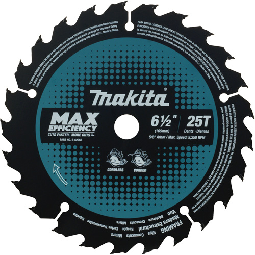 Max-Efficiency Circular Saw Blade, 6-1/2", 25 Teeth, Laminate/Wood Use Southpoint Industrial Supply