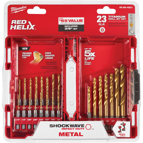 Shockwave Impact Duty Drill Bit Set, 23 Pieces, Titanium Southpoint Industrial Supply