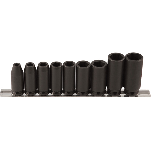 Long Socket Set, 9 Pcs, Impact, 3/8" Drive Size, Deep Southpoint Industrial Supply