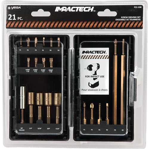 Impactech&reg; Driver Bit Set, 21 Pcs. Southpoint Industrial Supply