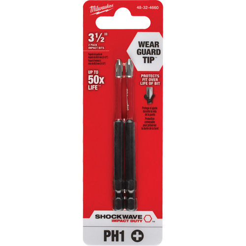 Embout de tournevis Shockwave Impact Duty, Phillips, Embout #1, Prise 1/4", Longueur 3-1/2" Southpoint Industrial Supply