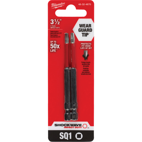 Embout de tournevis Shockwave Impact Duty, Carr&eacute;e, Embout #1, Prise 1/4", Longueur 3-1/2" Southpoint Industrial Supply