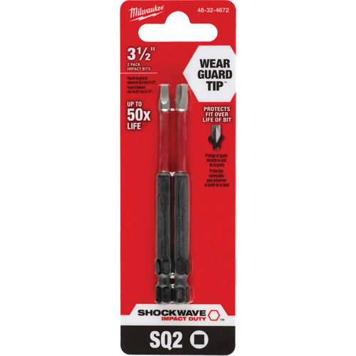 Embout de tournevis Shockwave Impact Duty, Carr&eacute;e, Embout #2, Prise 1/4", Longueur 3-1/2" Southpoint Industrial Supply