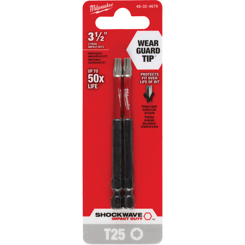 Embout de tournevis Shockwave Impact Duty, Torx, Embout T-25, Prise 1/4", Longueur 3-1/2" Southpoint Industrial Supply