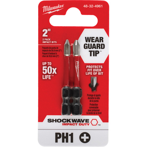 Embout de tournevis Shockwave Impact Duty, Phillips, #1, Prise 1/4" Southpoint Industrial Supply