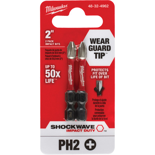 Embout de tournevis Shockwave Impact Duty, Phillips, #2, Prise 1/4" Southpoint Industrial Supply