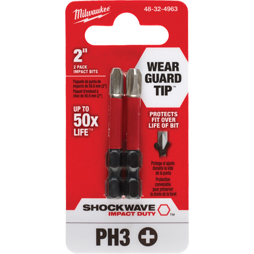 Embout de tournevis Shockwave Impact Duty, Phillips, #3, Prise 1/4" Southpoint Industrial Supply