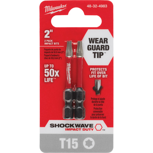 Shockwave Impact Duty Screwdriver Bit, Torx, T-15, 1/4" Drive Southpoint Industrial Supply