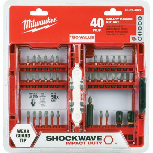 Jeu de 40 embouts de visseuse &agrave; percussion Shockwave Impact-Duty Southpoint Industrial Supply