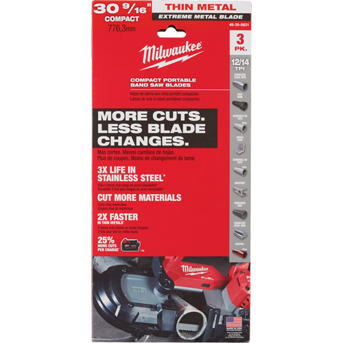 Lames-ruban pour coupes de m&eacute;taux extr&ecirc;mes, Acier rapide, 30-9/16" lo x 1/2" la x &eacute;paisseur 0,02", 12/14 dents par pouce Southpoint Industrial Supply