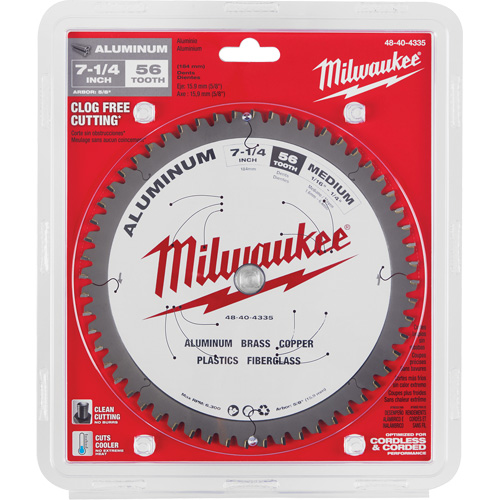 Aluminum Cutting Circular Saw Blade, 7-1/4", 56 Teeth, Plastic/Fibreglass/Non-Ferrous Use Southpoint Industrial Supply