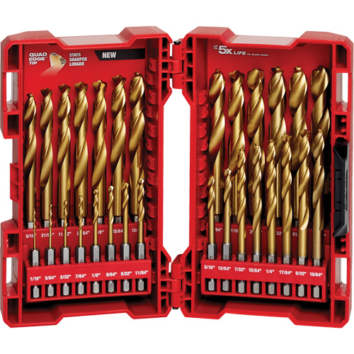 Shockwave Red Helix Drill Bit Set, 29 Pieces, Titanium Southpoint Industrial Supply