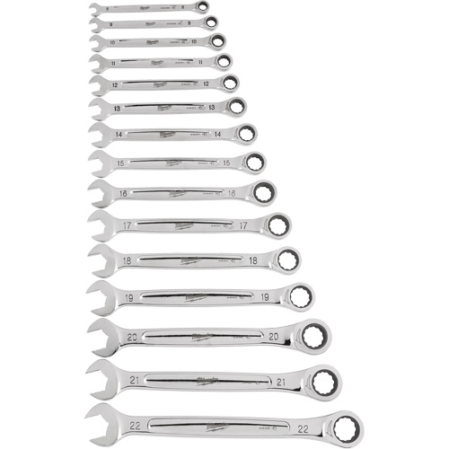 Jeu de cl&eacute;s &agrave; cliquet, Combinaison, 15 morceaux, M&eacute;trique Southpoint Industrial Supply